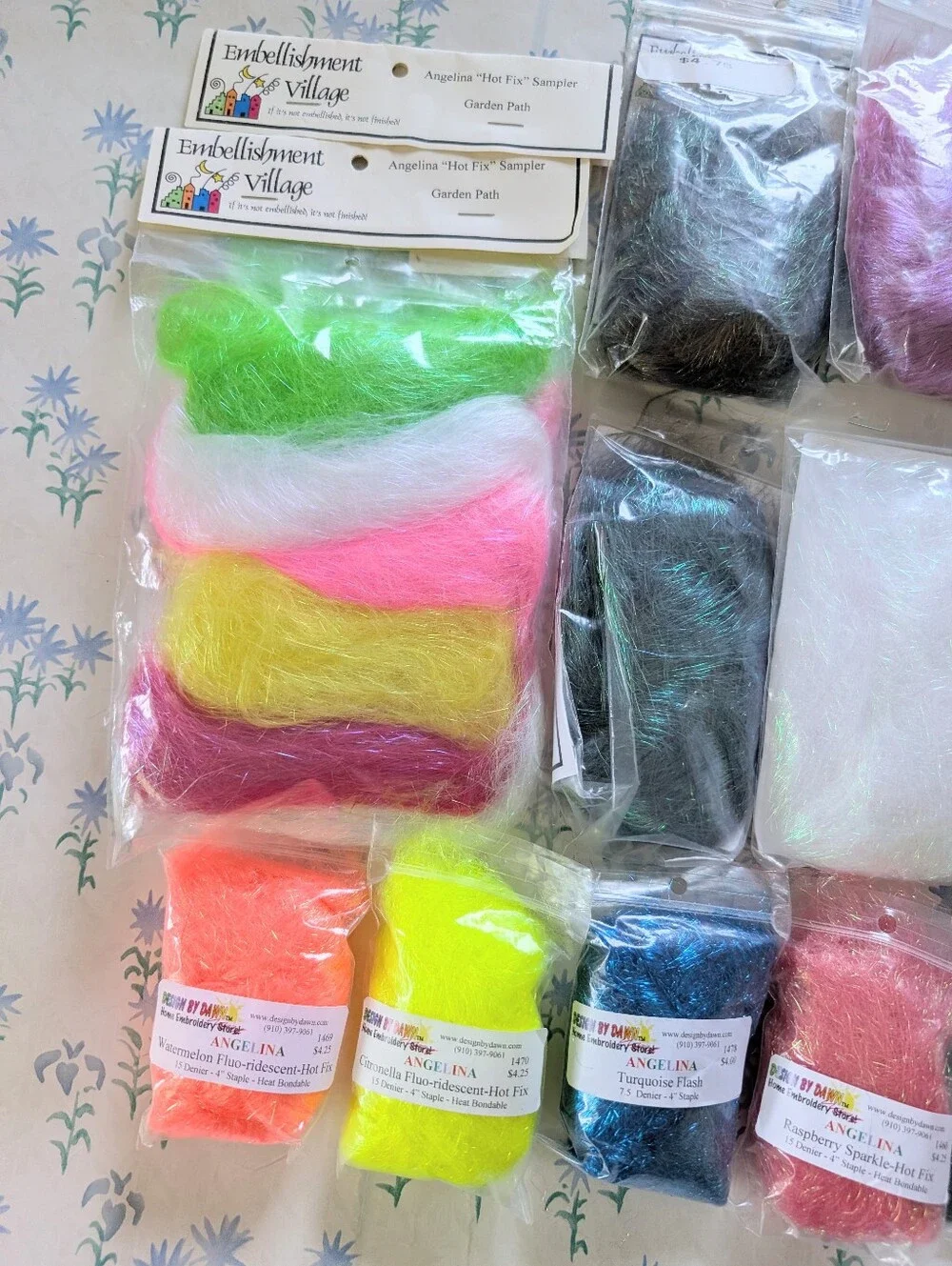 Group 13 Angelina Hot Fix Fiber NEW Iridescent Sparkle Neon Felting DIY Crafts